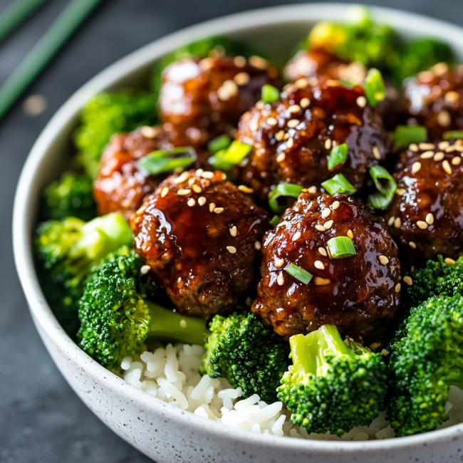 Mongolian Meatballs with Broccoli