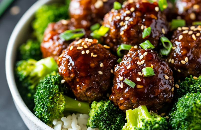 Mongolian Meatballs with Broccoli