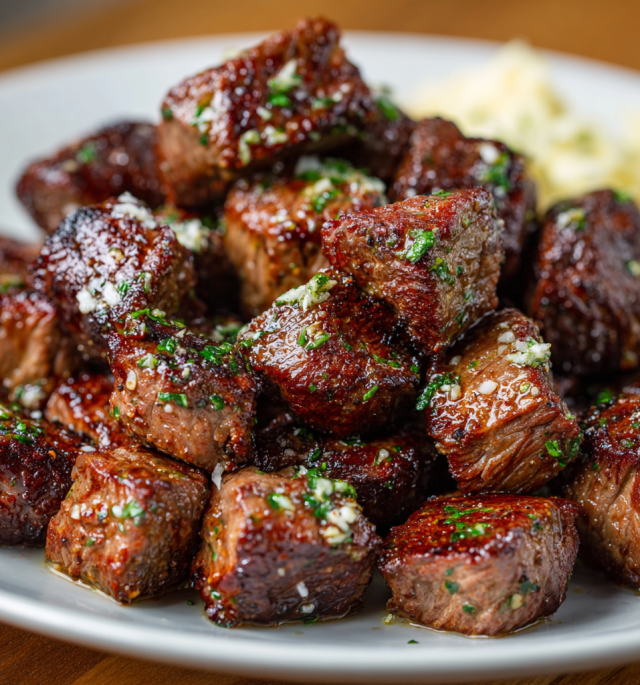 Air Fryer Garlic Butter Steak Bites