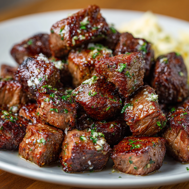 Air Fryer Garlic Butter Steak Bites