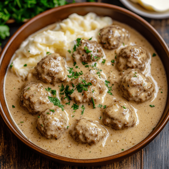 Classic Swedish Meatballs in Creamy Gravy