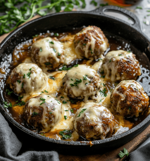 French Onion Meatballs