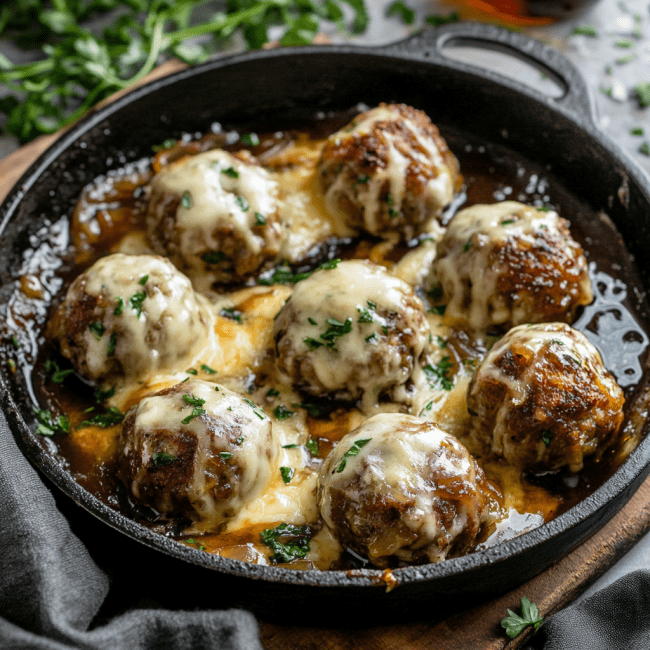 French Onion Meatballs
