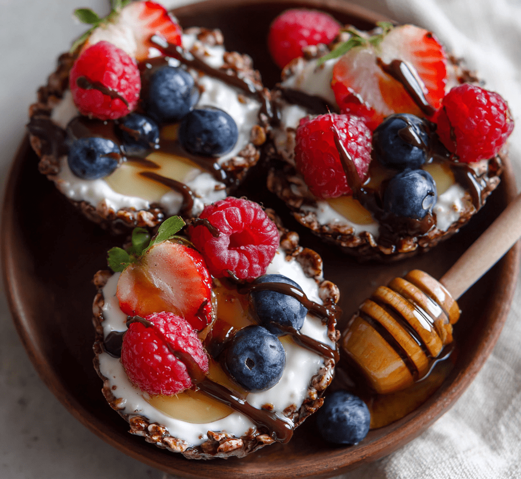 Chocolate Rice Cake Yogurt Bites