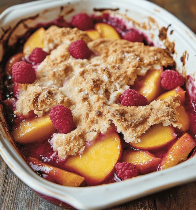 Easy Peach and Raspberry Cobbler
