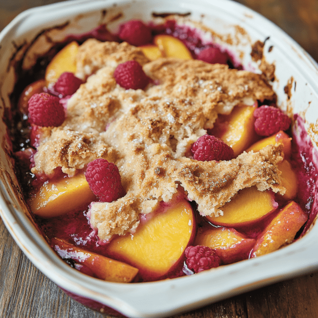 Easy Peach and Raspberry Cobbler