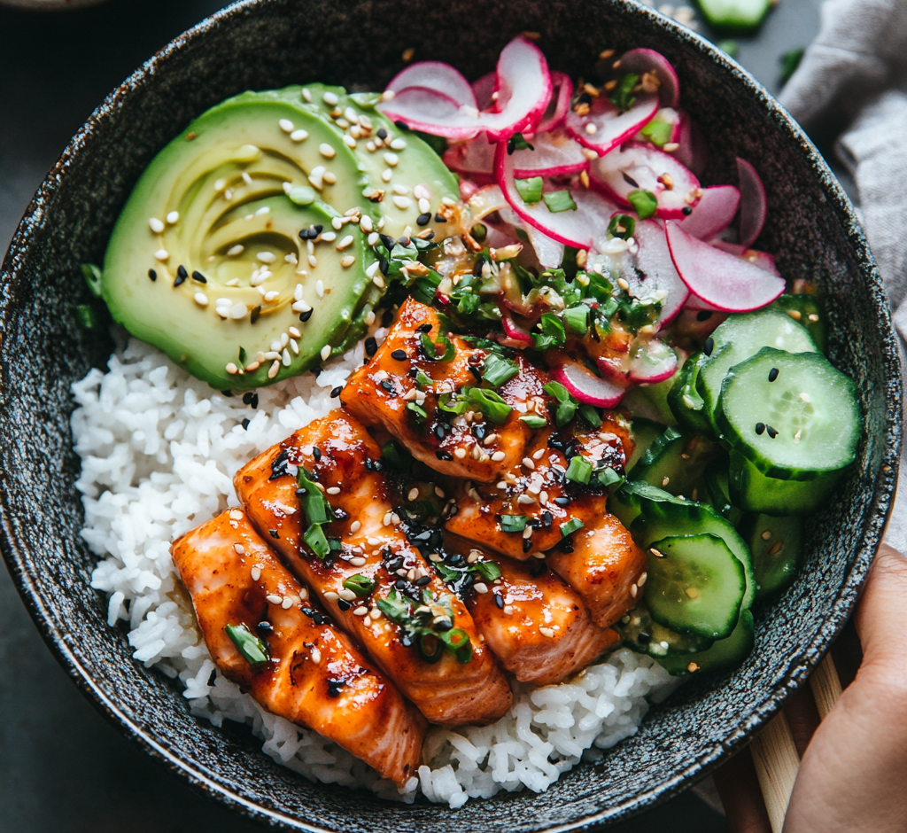 Spicy Salmon Bowls with Coconut Rice