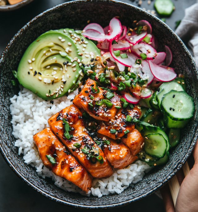 Spicy Salmon Bowls with Coconut Rice