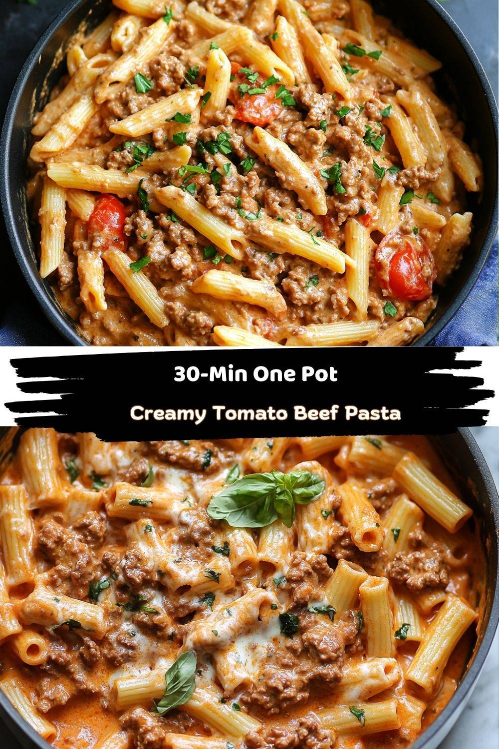 One Pot Creamy Tomato Beef Pasta
