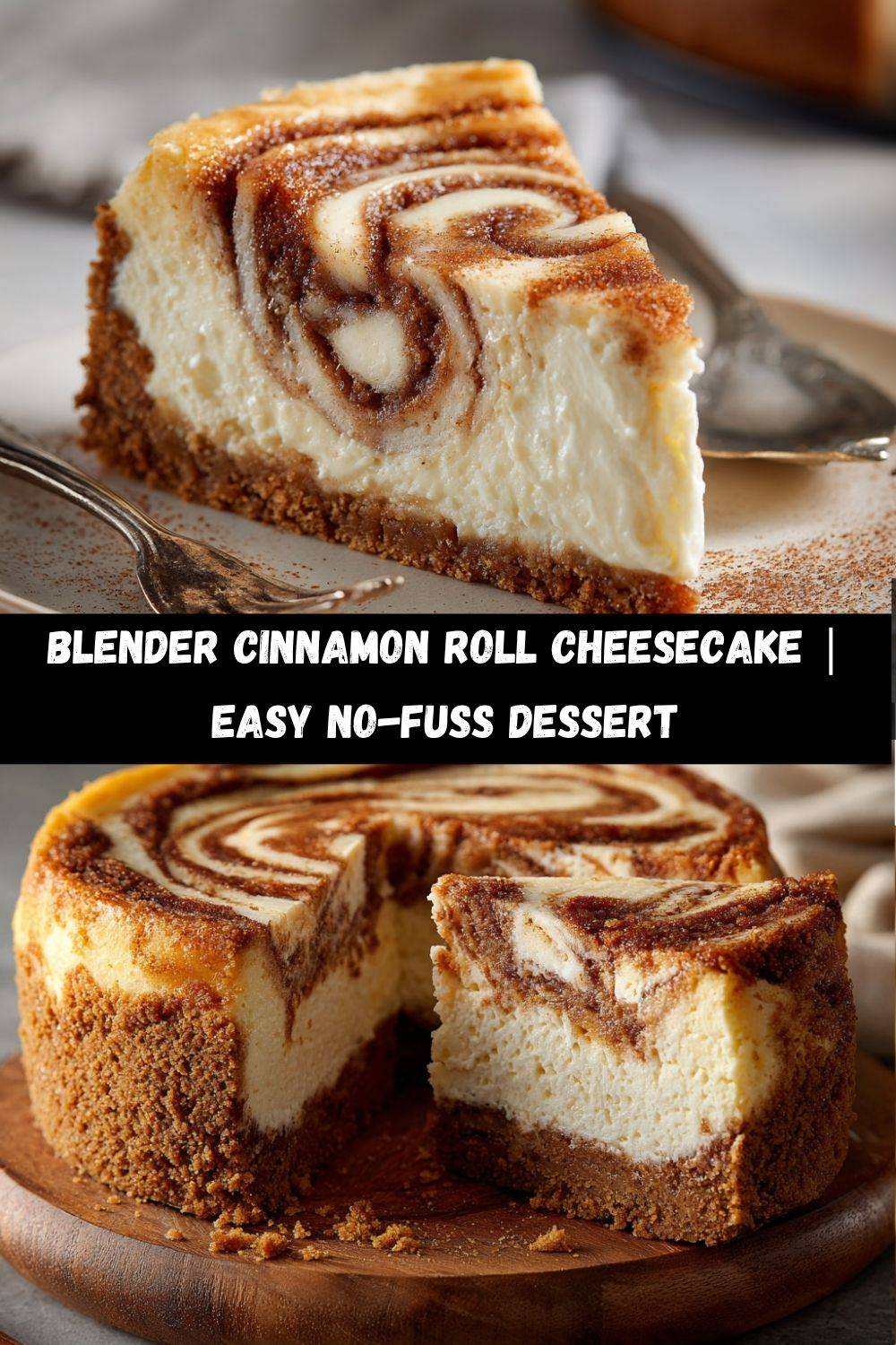 Blender Cinnamon Roll Cheesecake