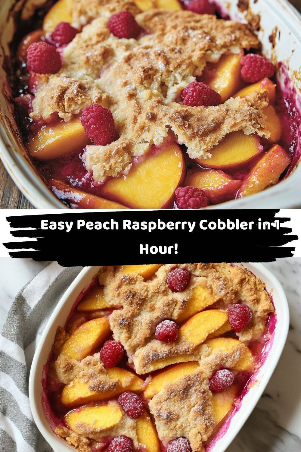 Easy Peach and Raspberry Cobbler
