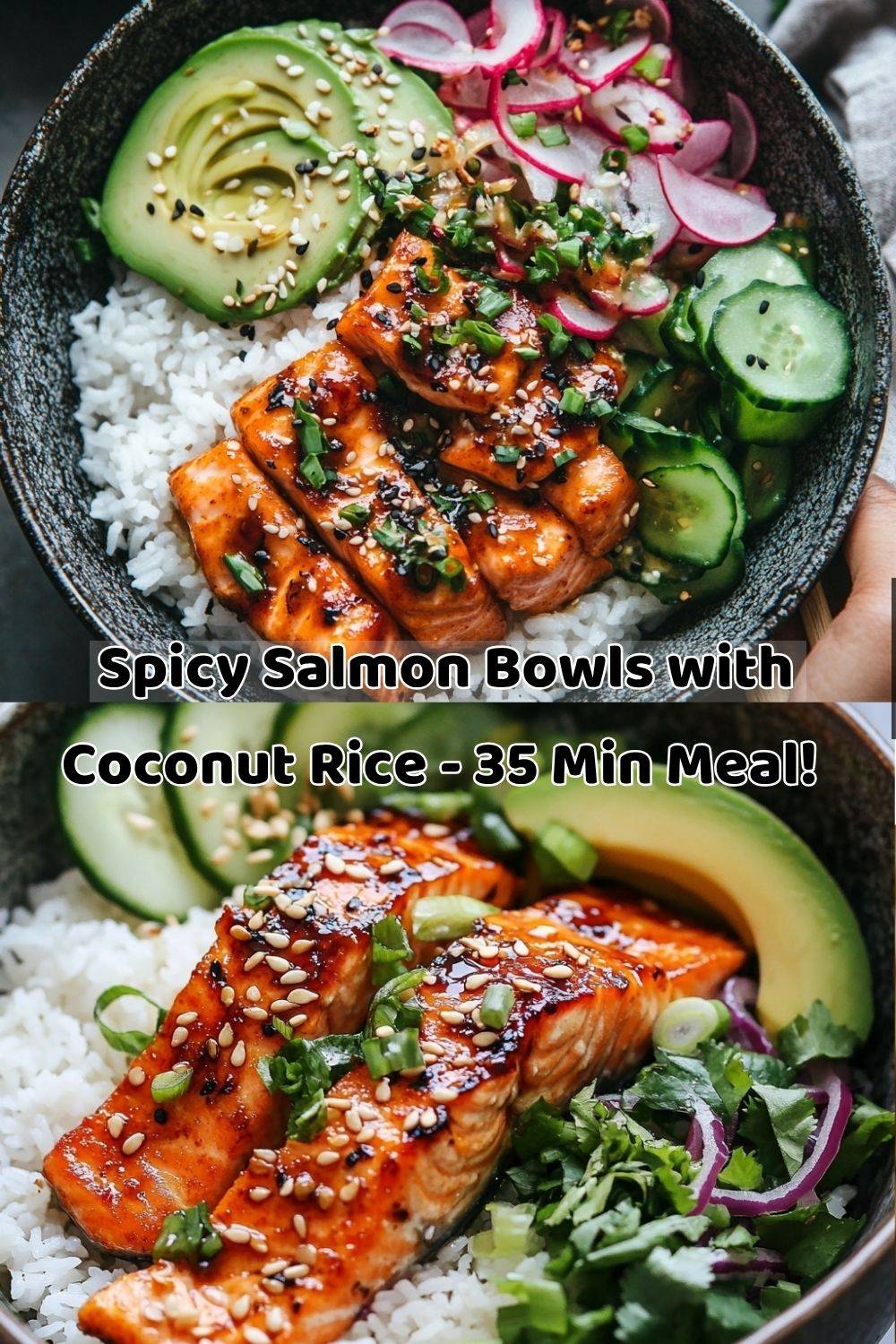 Spicy Salmon Bowls with Coconut Rice