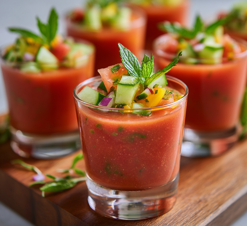 Tomato & Honeydew Gazpacho Shooters