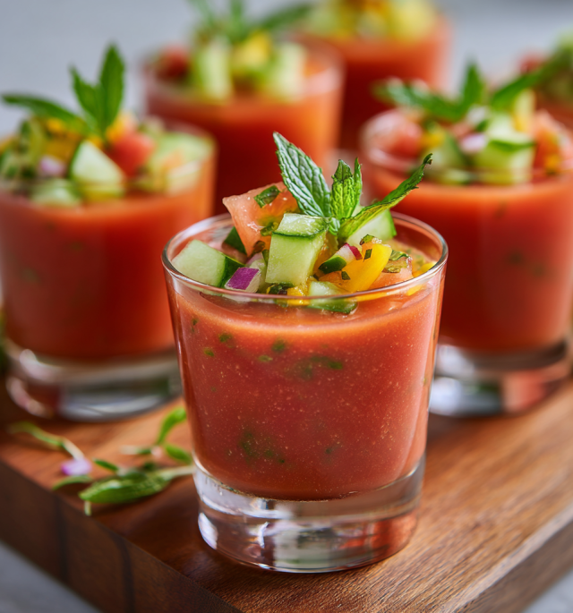 Tomato & Honeydew Gazpacho Shooters