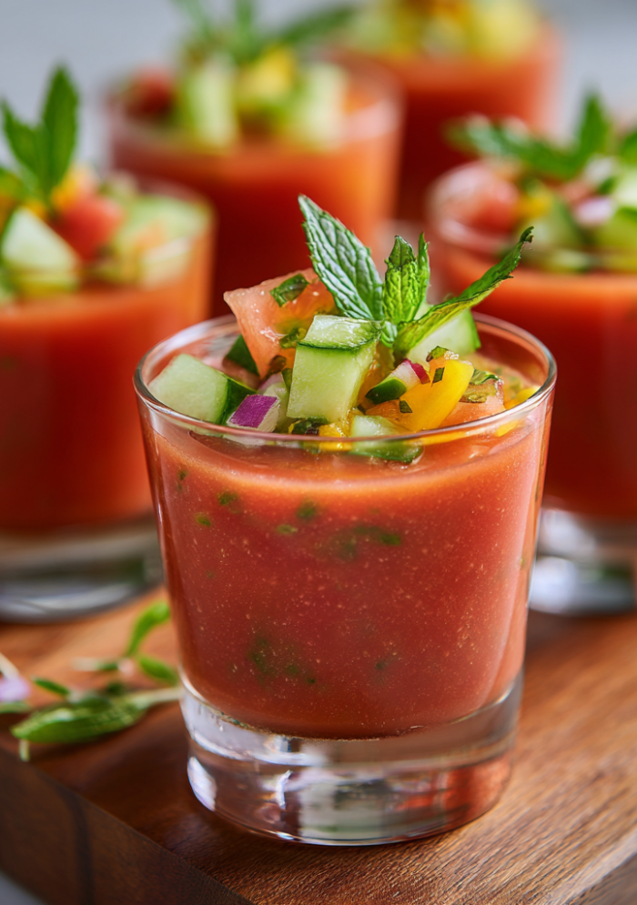 Tomato & Honeydew Gazpacho Shooters