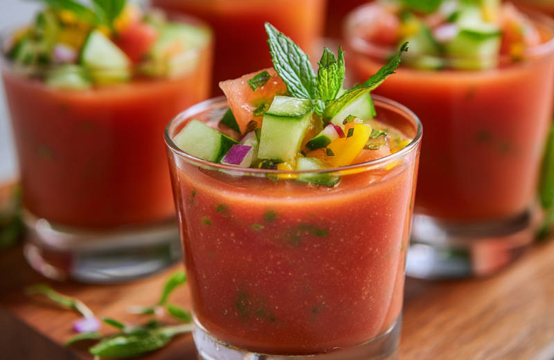 Tomato & Honeydew Gazpacho Shooters