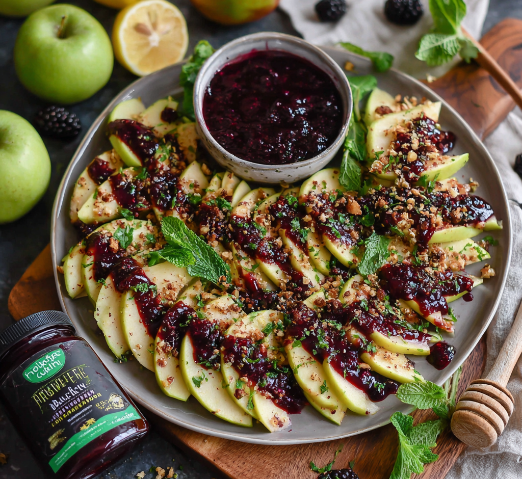 Apple Nachos with Blackberry Drizzle