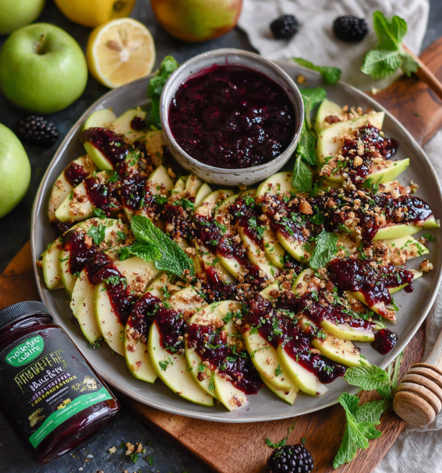 Apple Nachos with Blackberry Drizzle