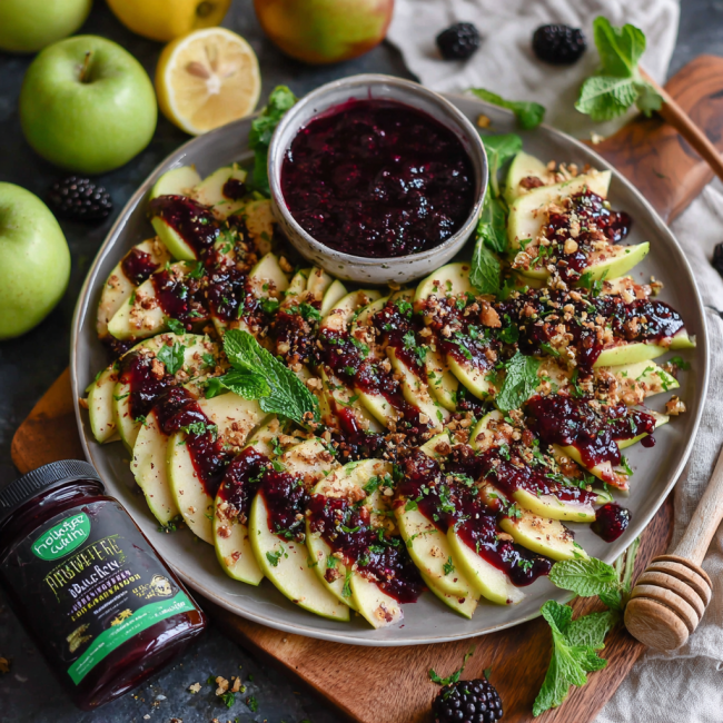 Apple Nachos with Blackberry Drizzle