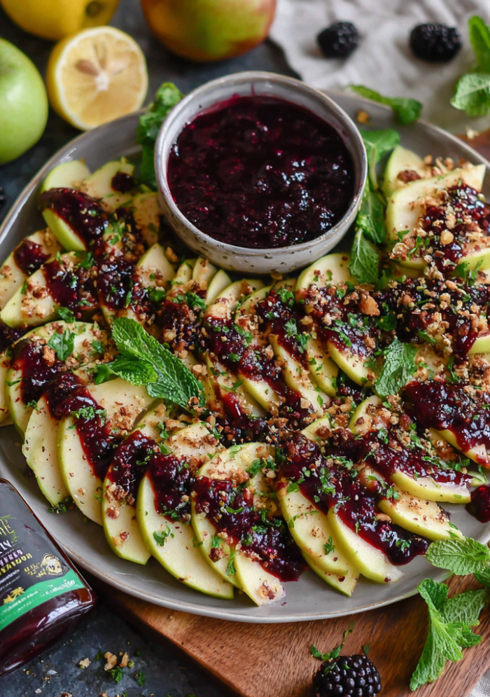 Apple Nachos with Blackberry Drizzle