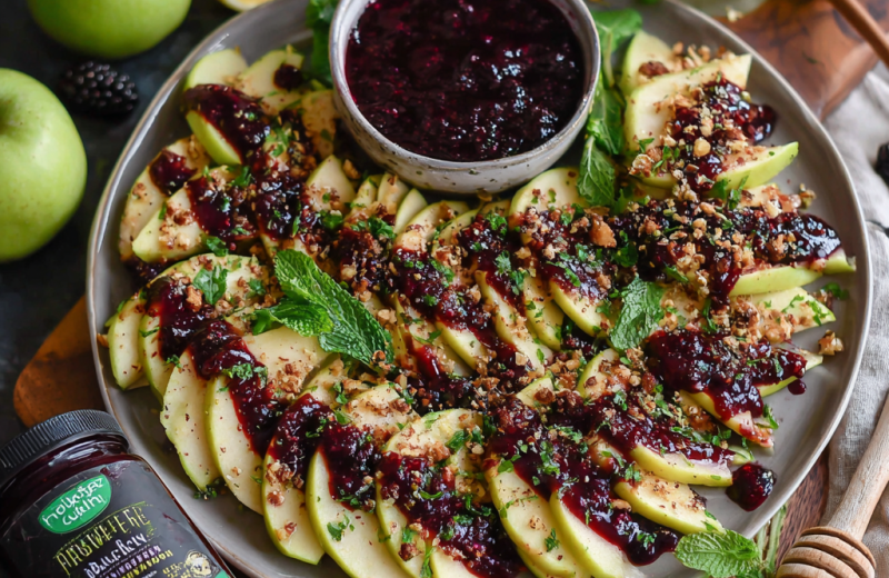 Apple Nachos with Blackberry Drizzle