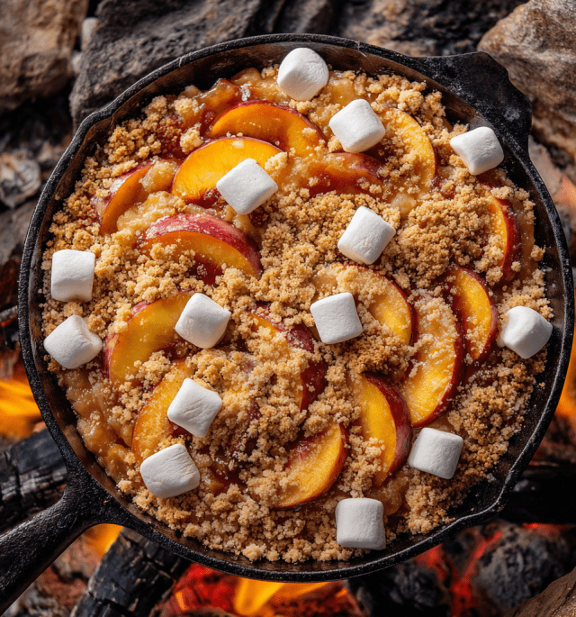 Campfire Peach S’mores Cobbler