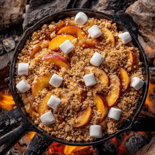 Campfire Peach S’mores Cobbler