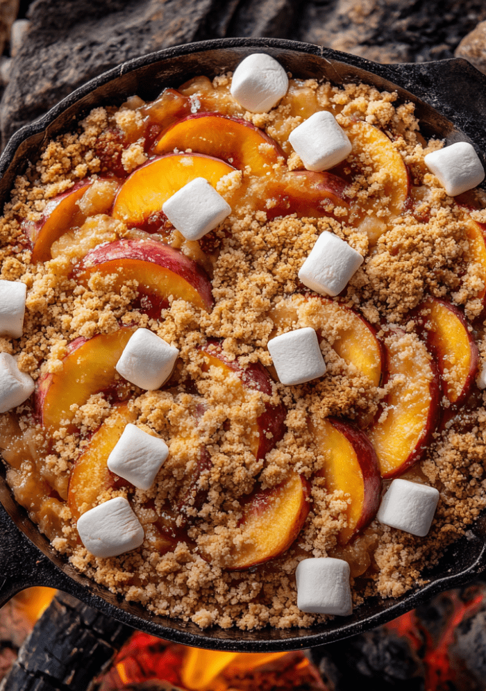 Campfire Peach S’mores Cobbler