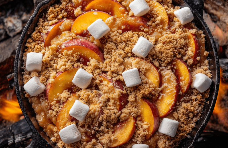 Campfire Peach S’mores Cobbler