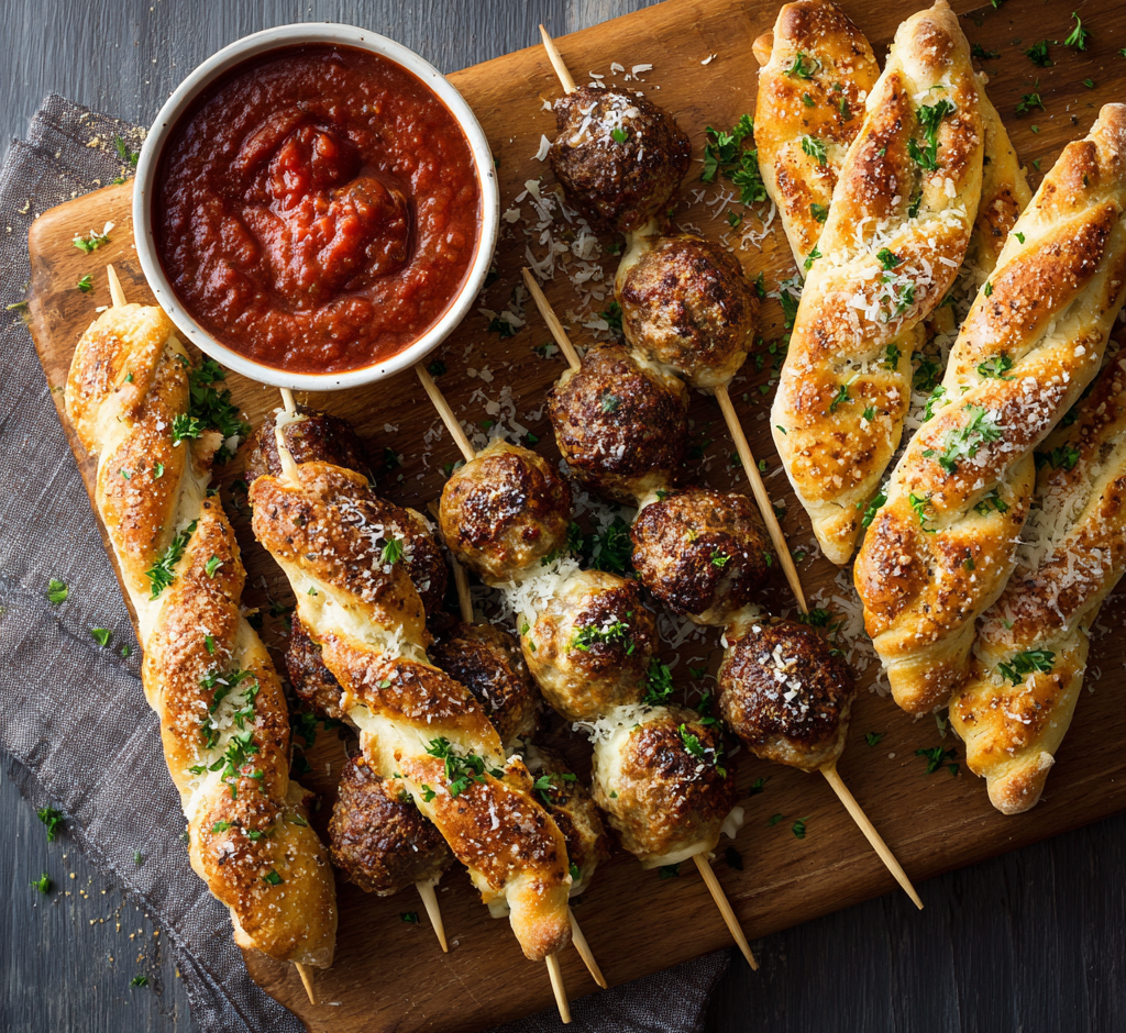 Meatball Breadstick Skewers