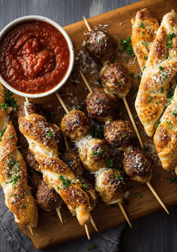 Meatball Breadstick Skewers