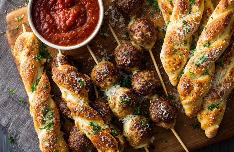 Meatball Breadstick Skewers
