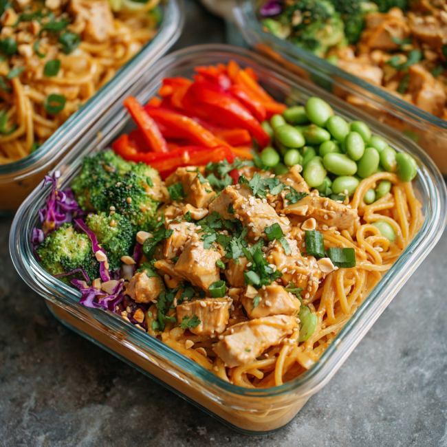 Thai Peanut Chicken Meal Prep Bowls