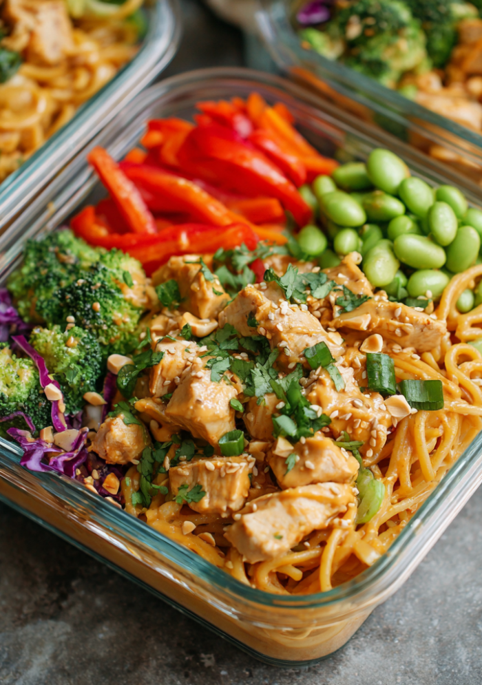 Thai Peanut Chicken Meal Prep Bowls