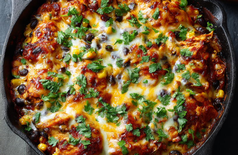 Skillet Chipotle Chicken Enchilada Bake