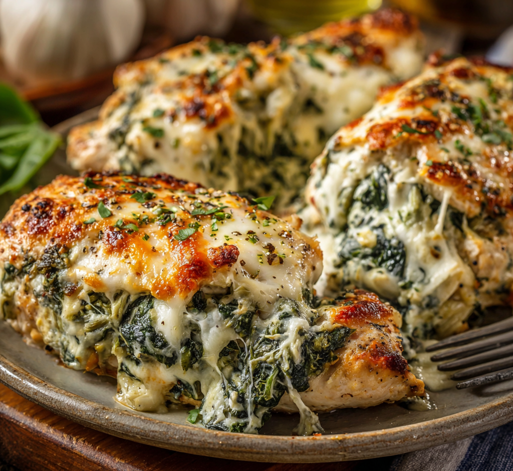 Spinach Artichoke Chicken Breast Bake