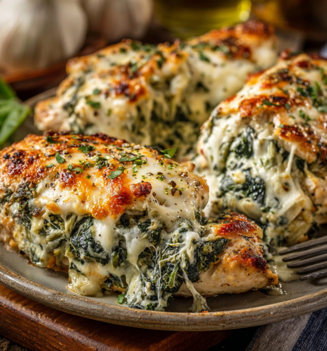 Spinach Artichoke Chicken Breast Bake