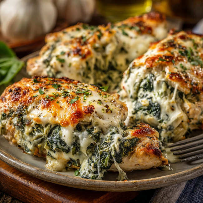 Spinach Artichoke Chicken Breast Bake