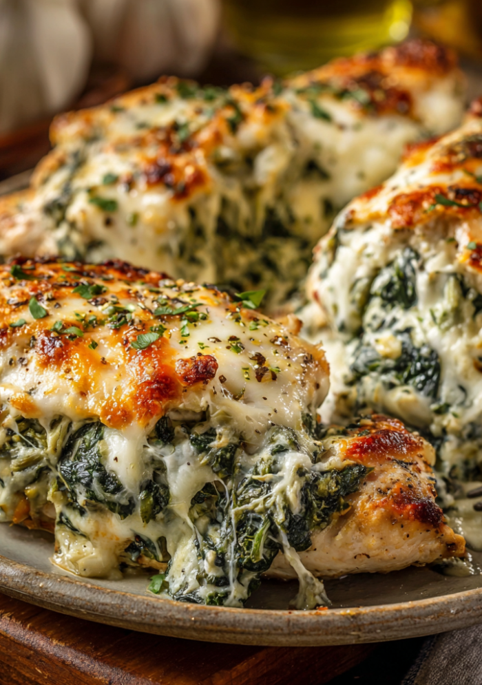 Spinach Artichoke Chicken Breast Bake