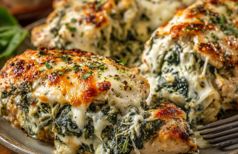 Spinach Artichoke Chicken Breast Bake