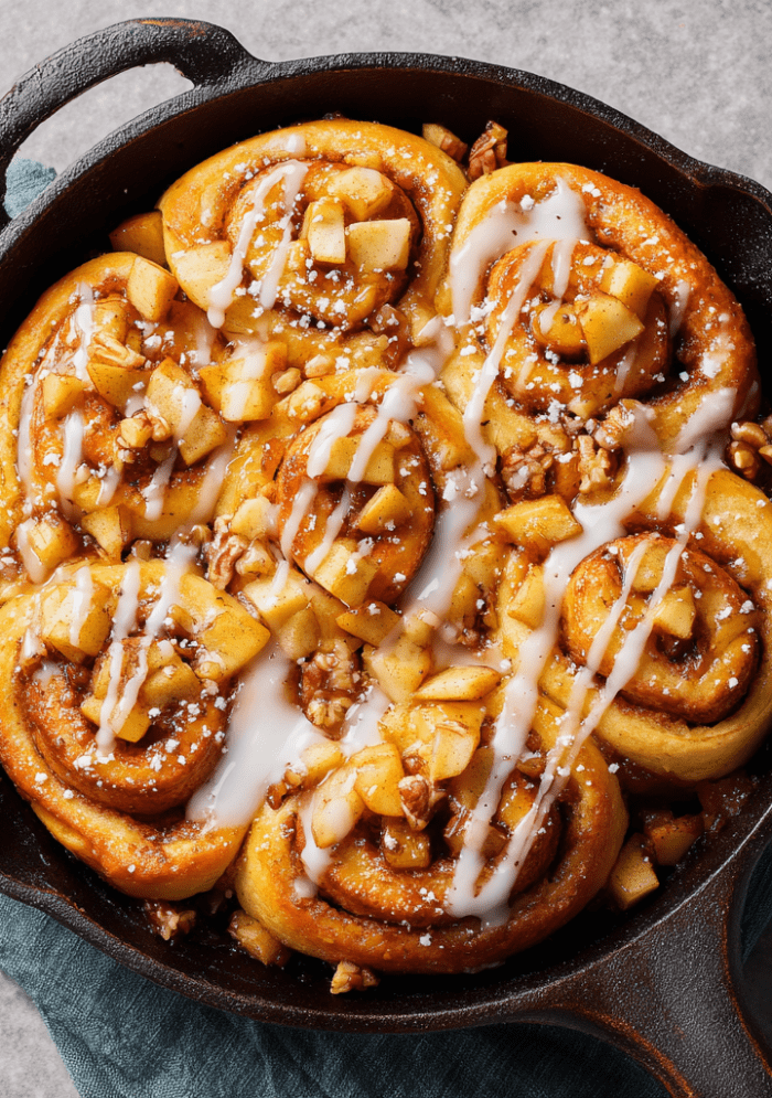Apple-Stuffed Pumpkin Cinnamon Rolls