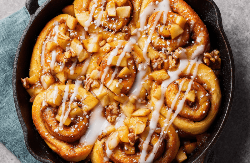Apple-Stuffed Pumpkin Cinnamon Rolls