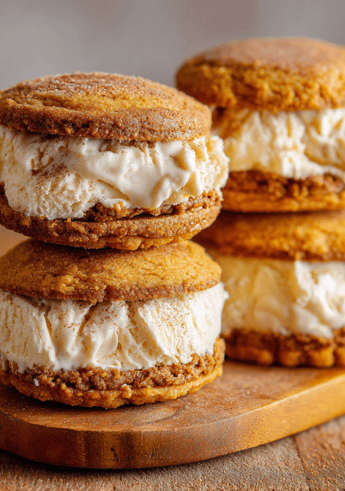 Pumpkin Cinnamon Apple Ice Cream Sandwiches
