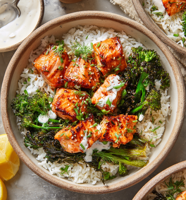 Hot Honey Salmon Bowls