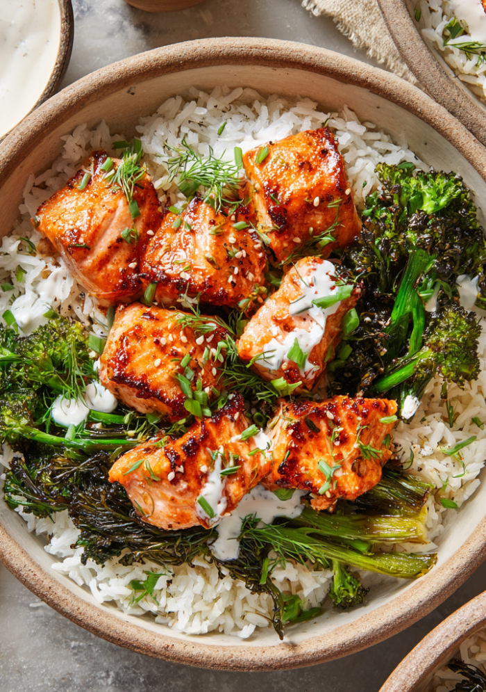 Hot Honey Salmon Bowls