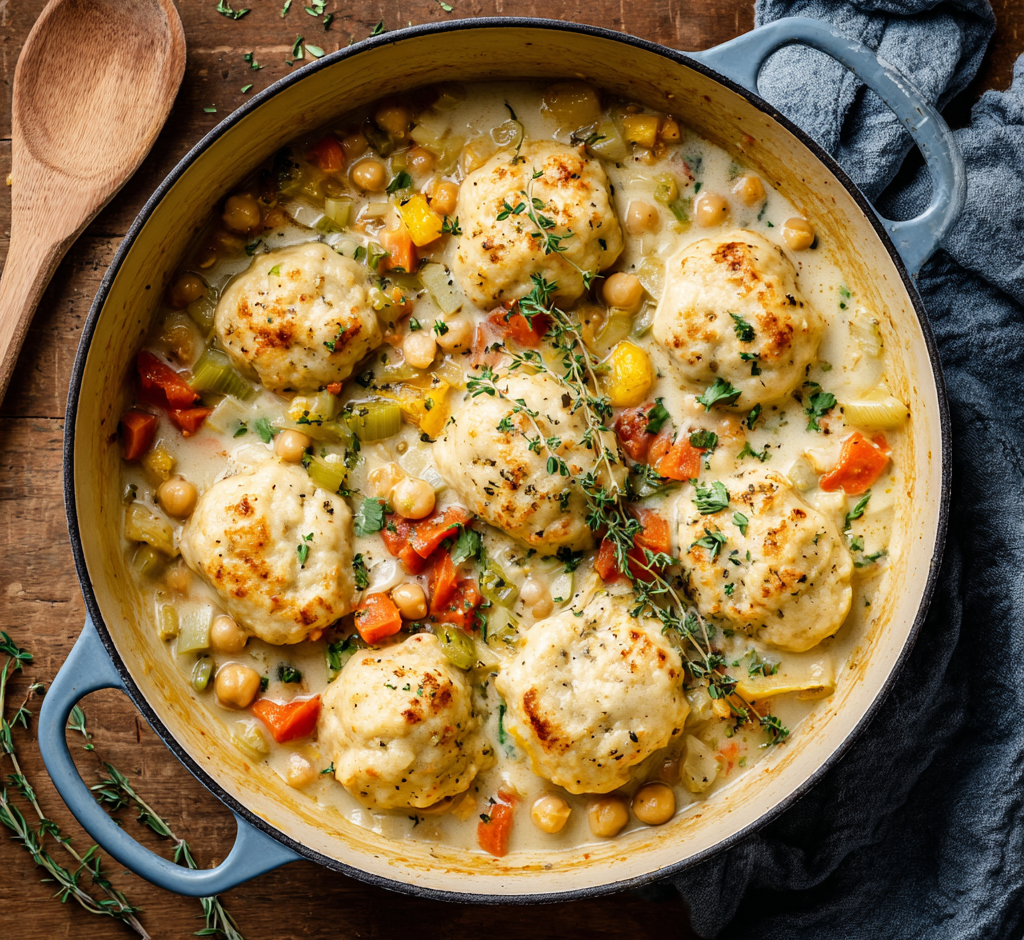 Creamy Chickpea & Herb Dumpling Stew