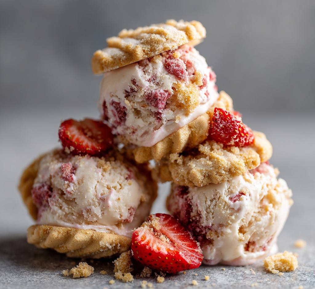 Vegan Strawberry Shortcake Ice Cream Bites