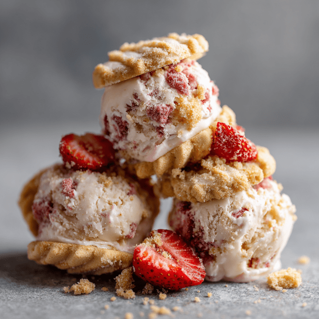 Vegan Strawberry Shortcake Ice Cream Bites