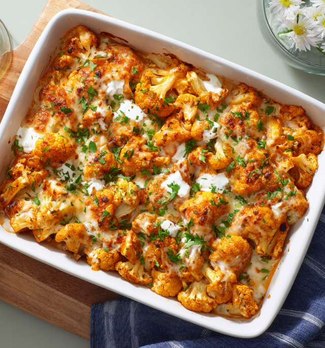 Buffalo Ranch Chicken Cauliflower Bake