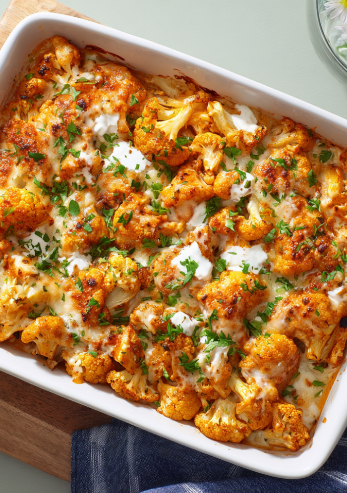Buffalo Ranch Chicken Cauliflower Bake